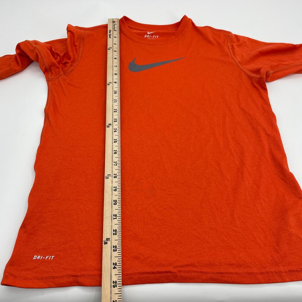 NIKE Youth Long Sleeve Shirt Size XL Orange Swoosh Logo Jersey Knit Layering - Picture 5 of 6